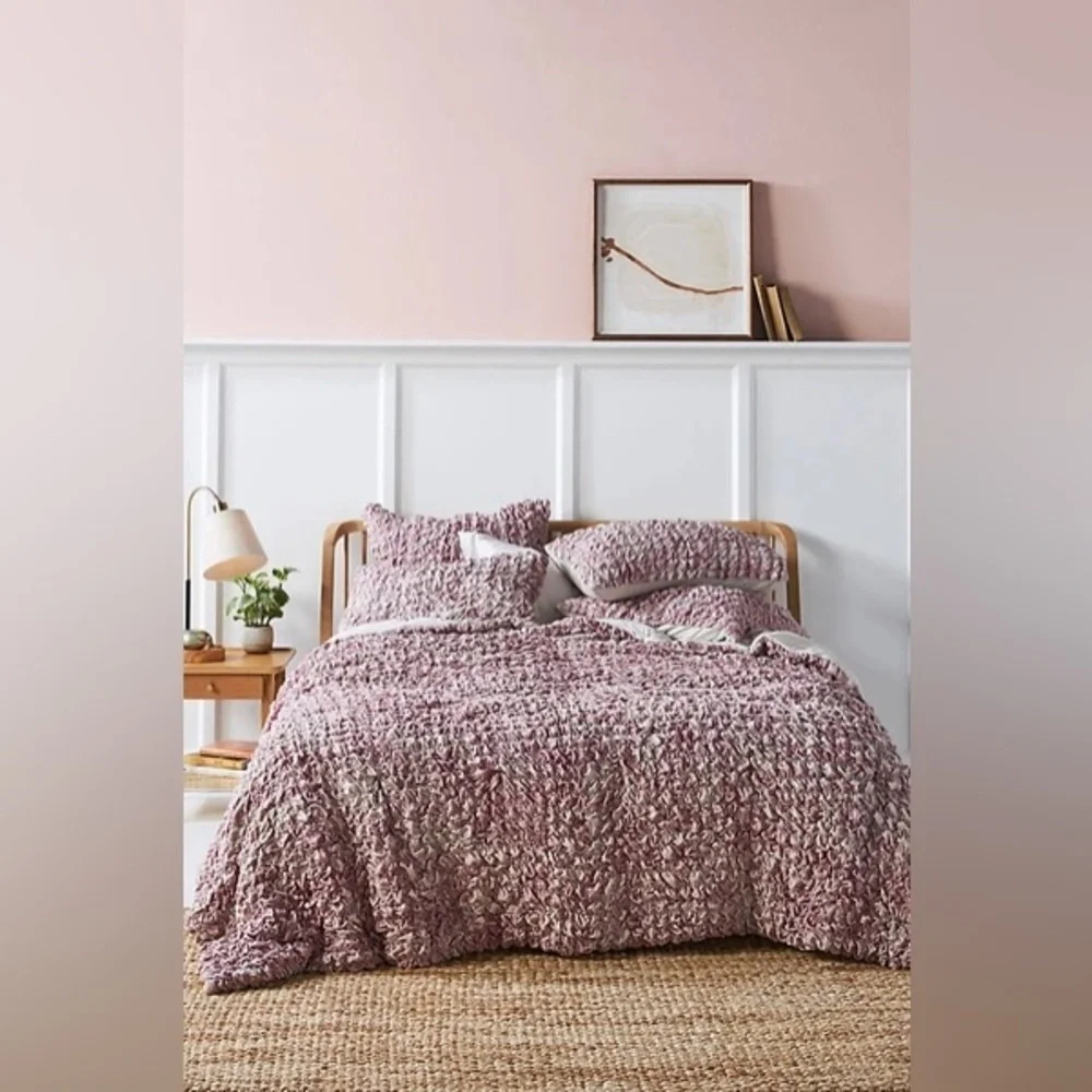 Anthropologie Textured Square Pillow Euro Sham Blythe Violet Tie Dye Boho NWT